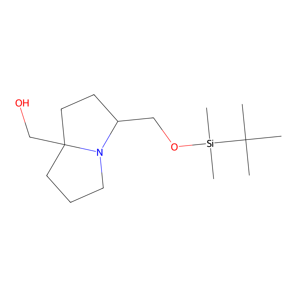 [trans-3-[[Tert-butyl(dimethyl)silyl]oxymethyl]-1,2,3,5,6,7-hexahydropyrrolizin-8-yl]methanol molecular structure, CAS 2621939-32-8