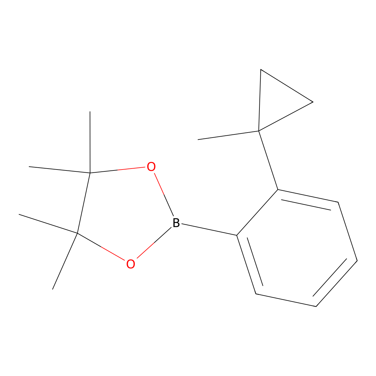 4,4,5,5-Tetramethyl-2-[2-(1-methylcyclopropyl)phenyl]-1,3,2-dioxaborolane molecular structure, CAS 2621939-45-3