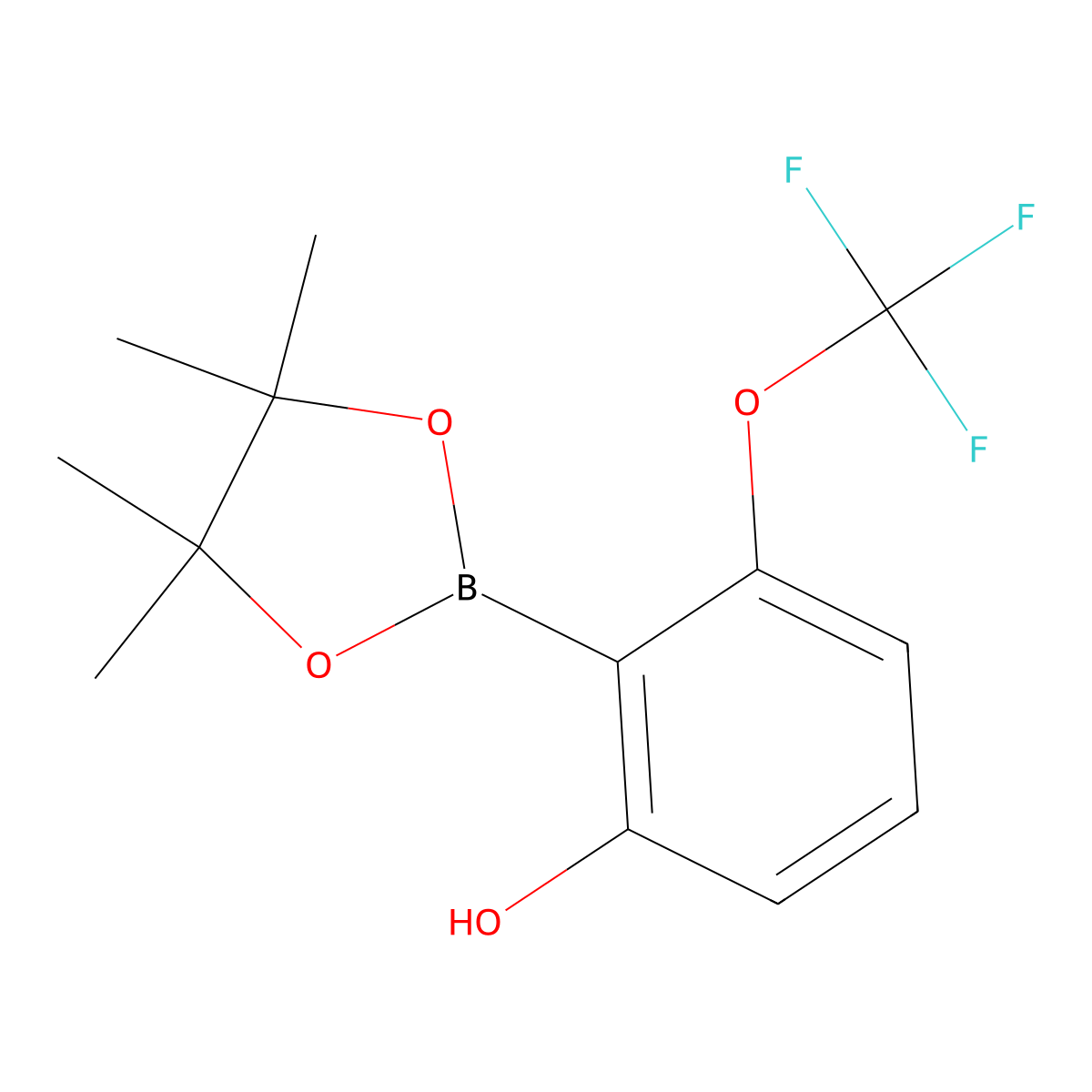 2-(4,4,5,5-Tetramethyl-1,3,2-dioxaborolan-2-yl)-3-(trifluoromethoxy)phenol molecular structure, CAS 2621939-53-3
