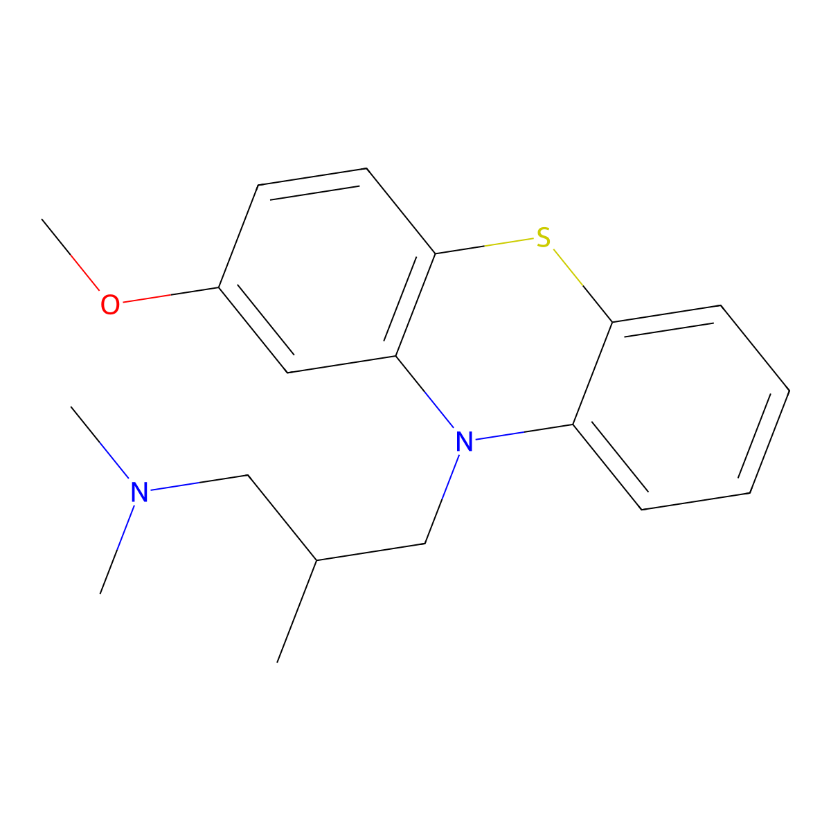 Dextromepromazine molecular structure, CAS 2622-31-3
