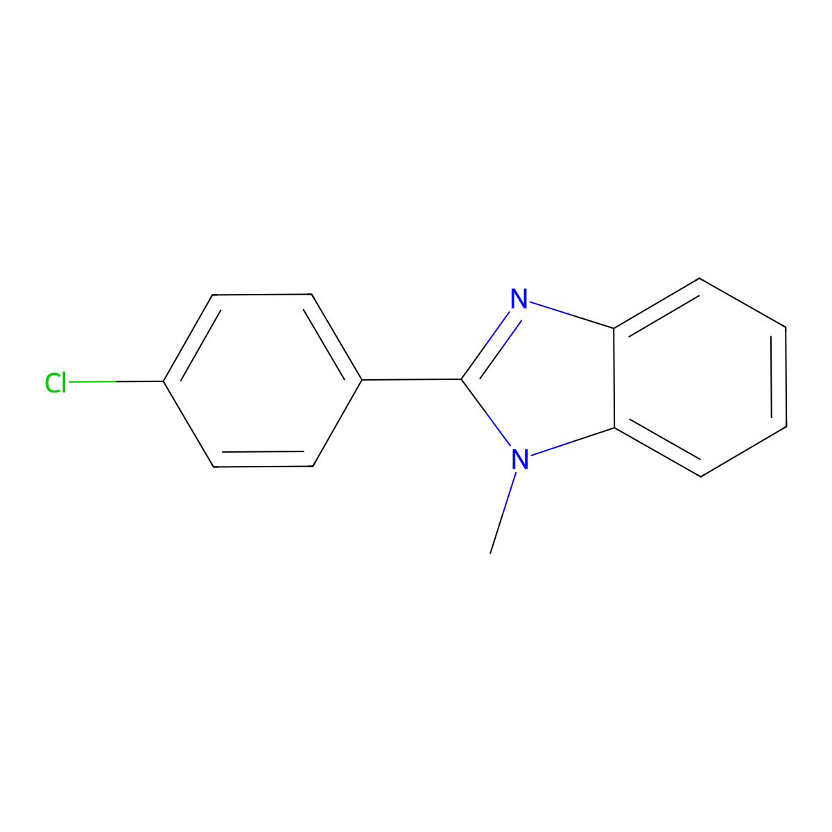 2-(4-chlorophenyl)-1-methyl-1H-1,3-benzodiazole molecular structure, CAS 2622-72-2