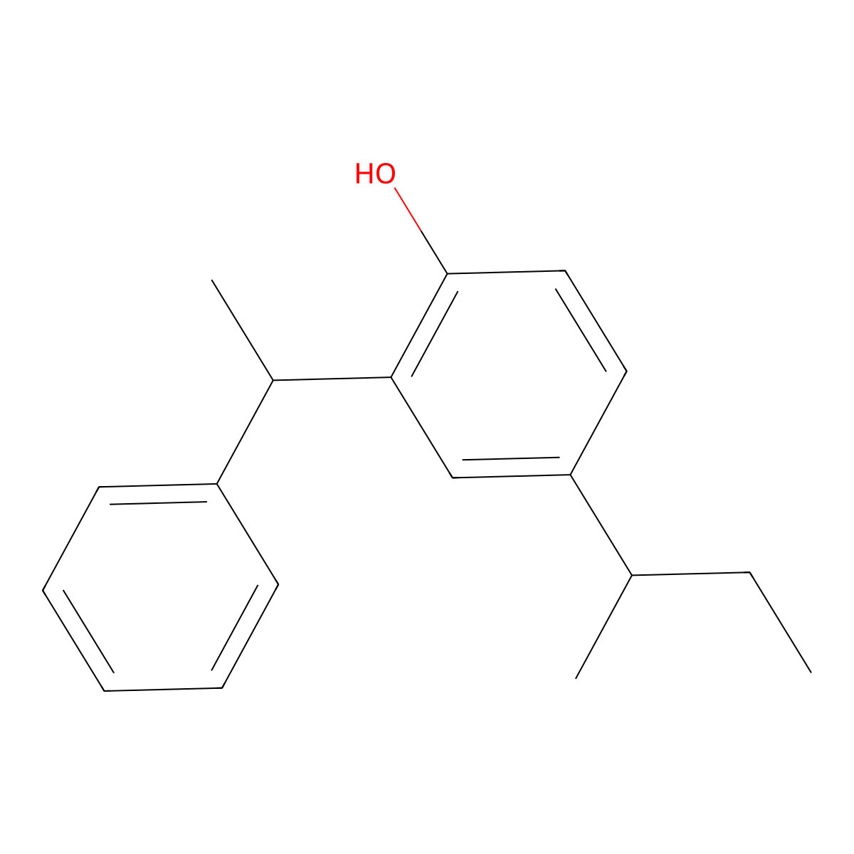 4-Sec-butyl-2-(1-phenylethyl)phenol molecular structure, CAS 2622-83-5