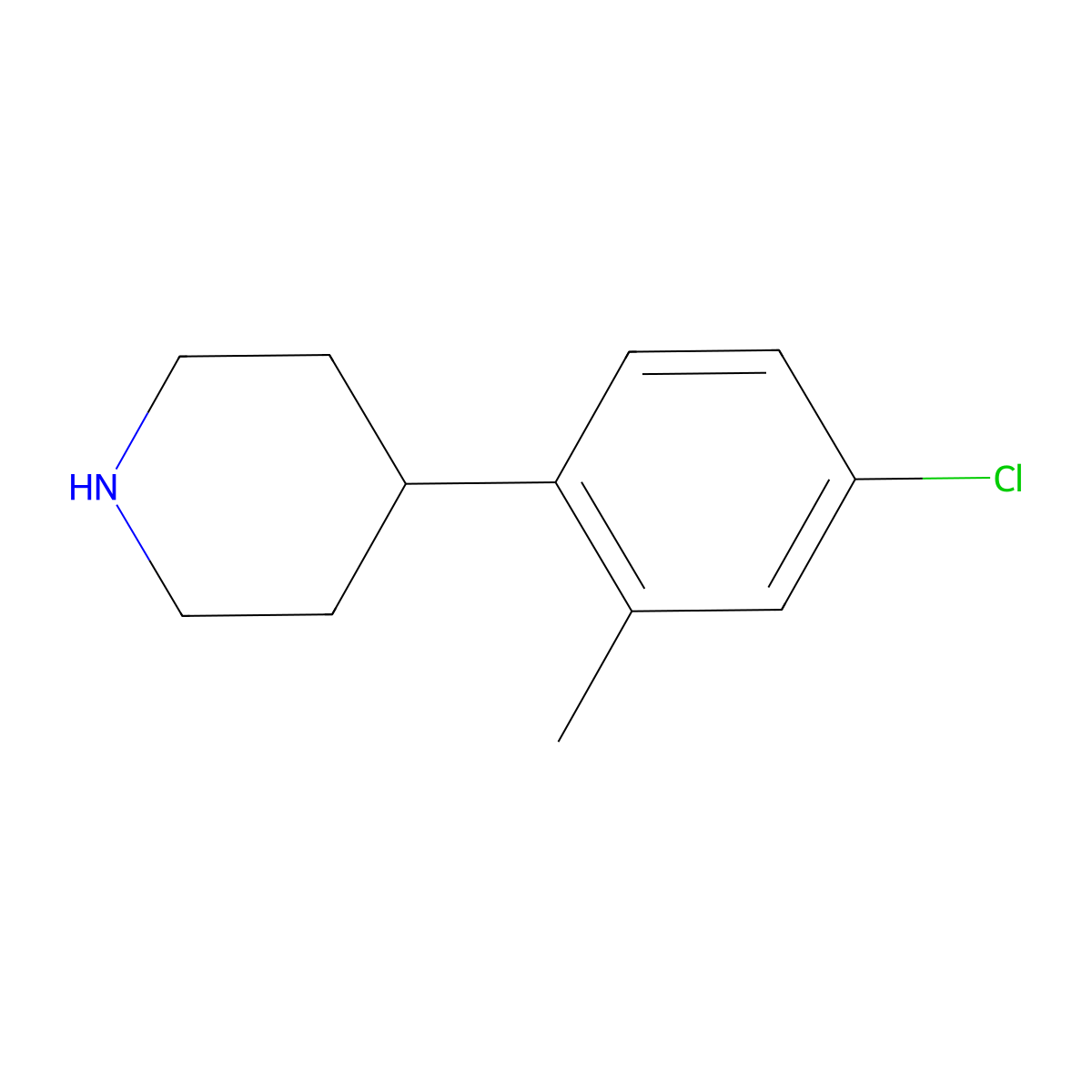 4-(4-Chloro-2-methylphenyl)piperidine molecular structure, CAS 262272-25-3