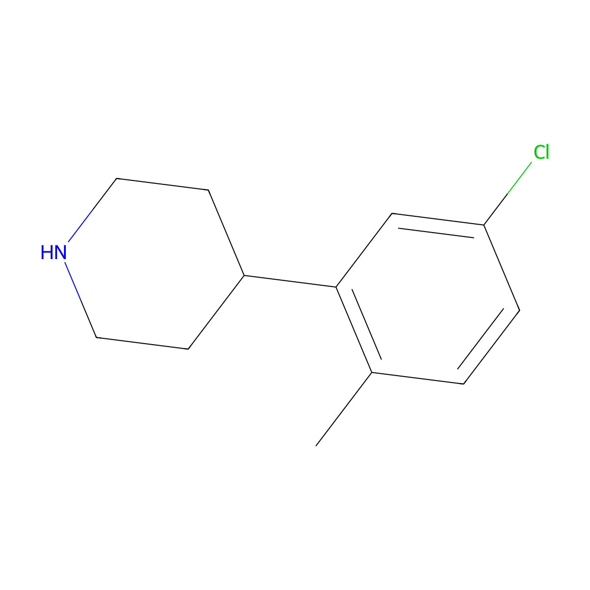4-(5-Chloro-2-methylphenyl)piperidine molecular structure, CAS 262272-28-6