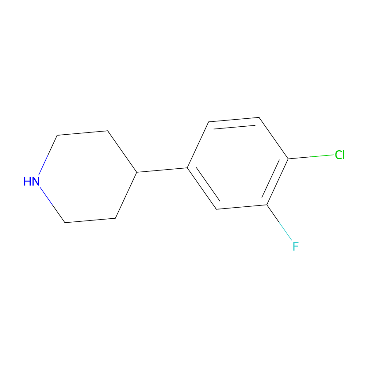 4-(4-Chloro-3-fluorophenyl)piperidine molecular structure, CAS 262272-59-3