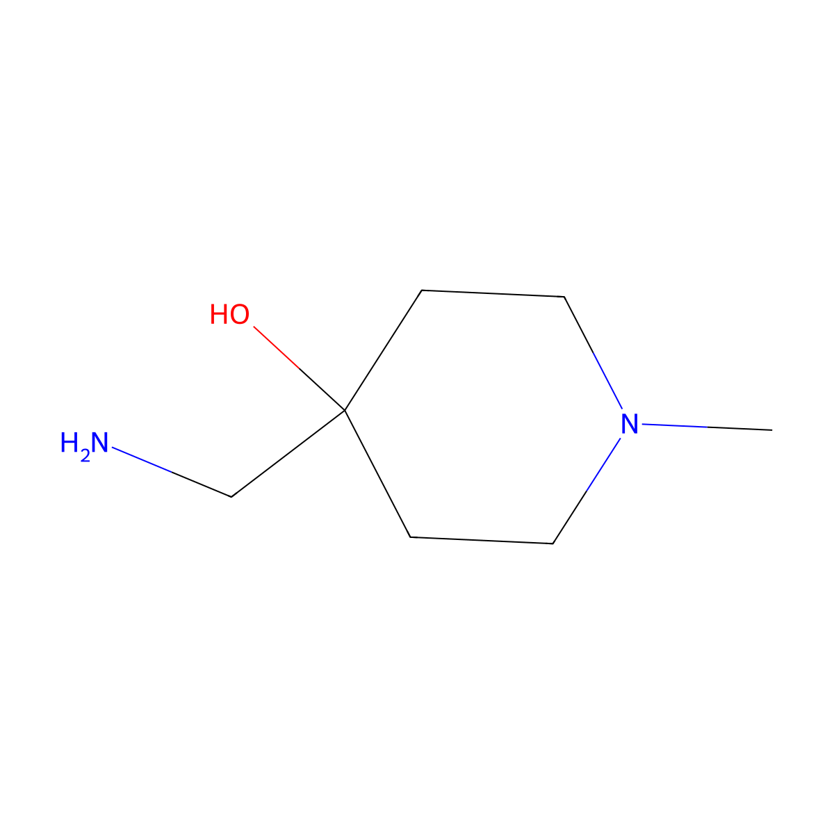 4-(Aminomethyl)-1-methylpiperidin-4-ol molecular structure, CAS 26228-68-2