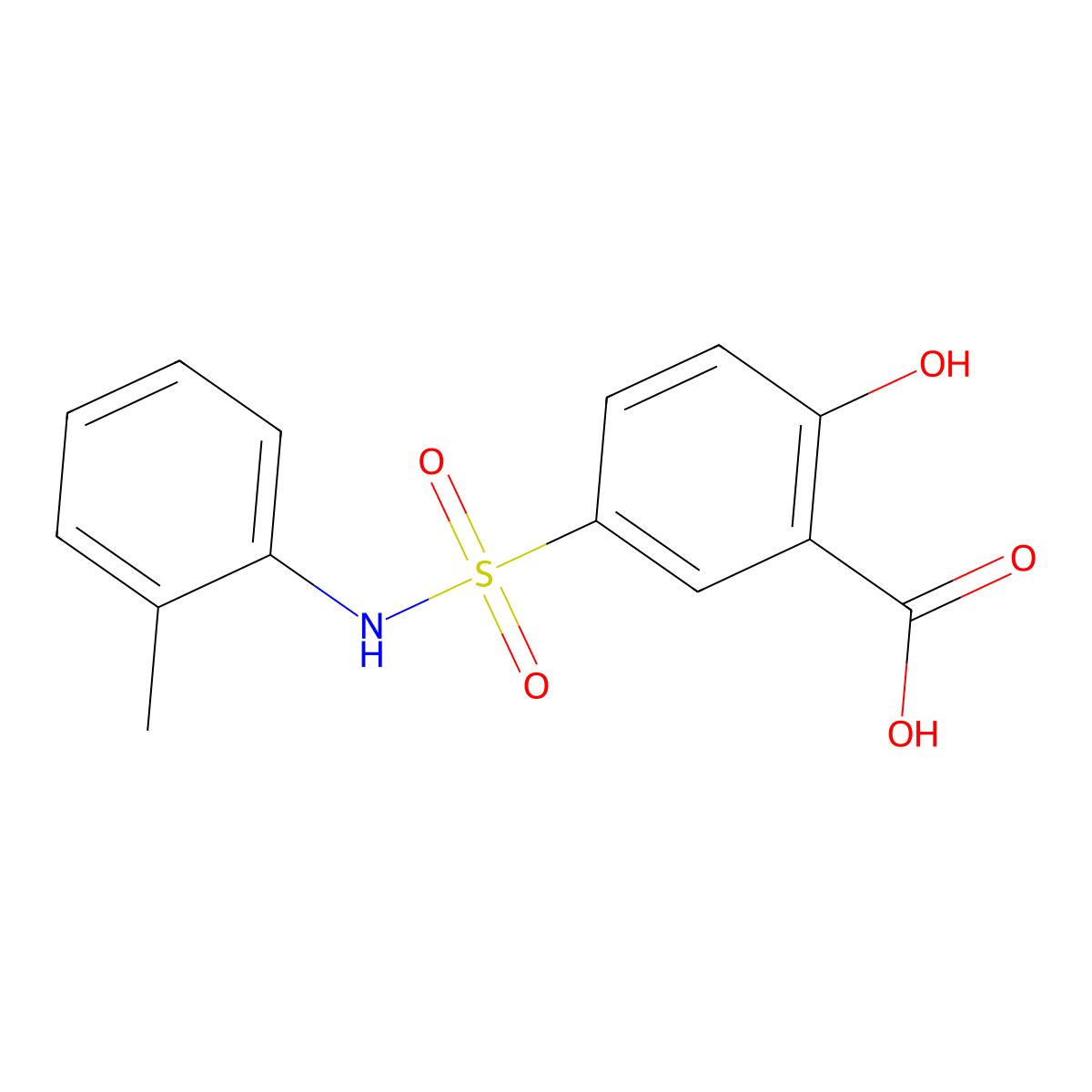 2-Hydroxy-5-(2-toluidinosulfonyl)benzoic acid molecular structure, CAS 262282-41-7