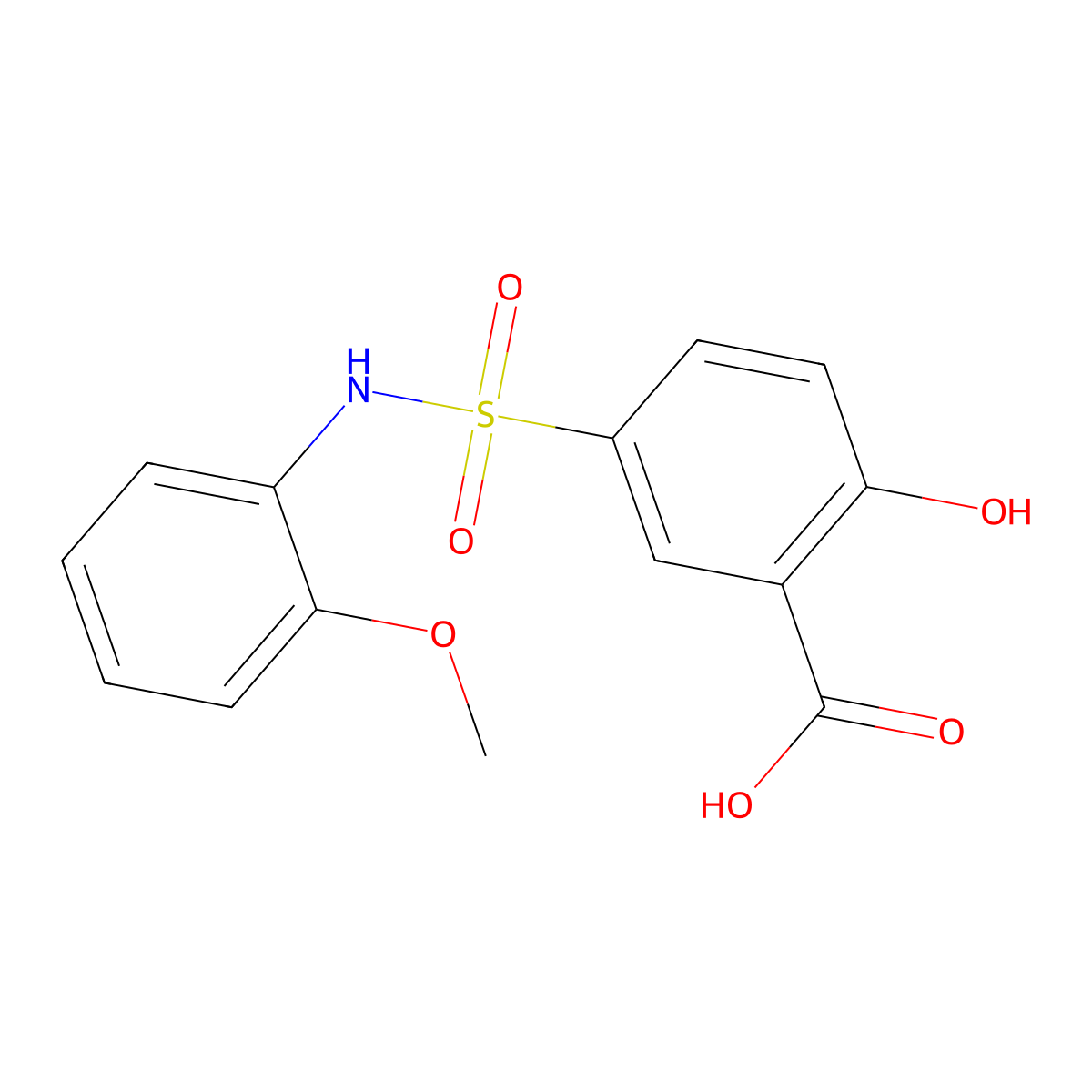 2-Hydroxy-5-[(2-methoxyphenyl)sulfamoyl]benzoic acid molecular structure, CAS 262282-50-8