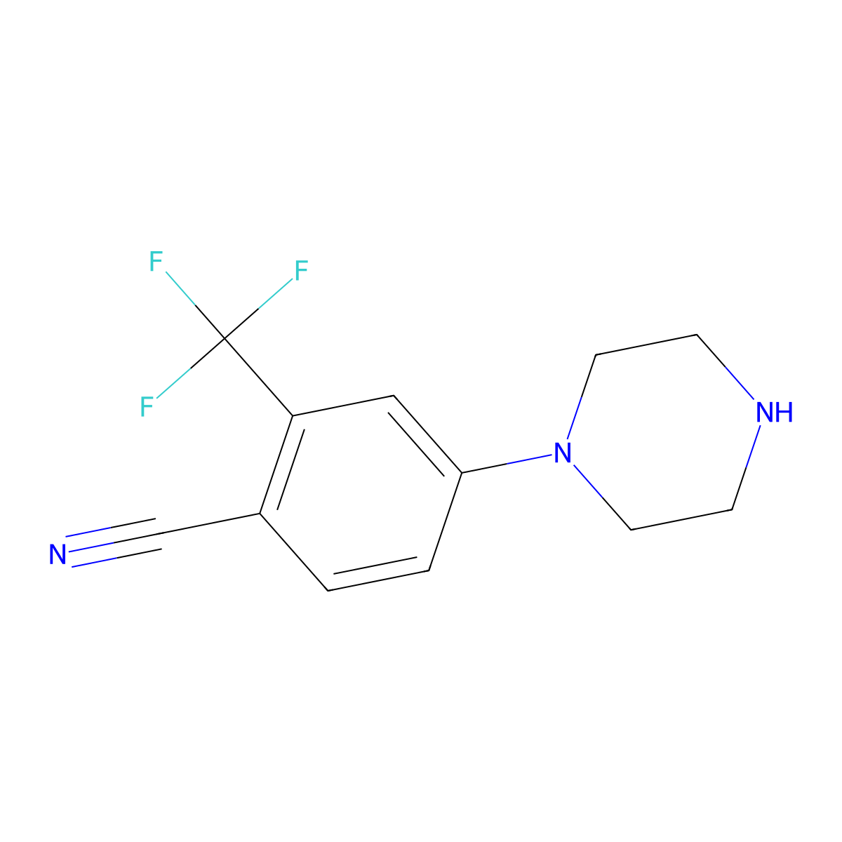4-(Piperazin-1-yl)-2-(trifluoromethyl)benzonitrile molecular structure, CAS 262295-57-8