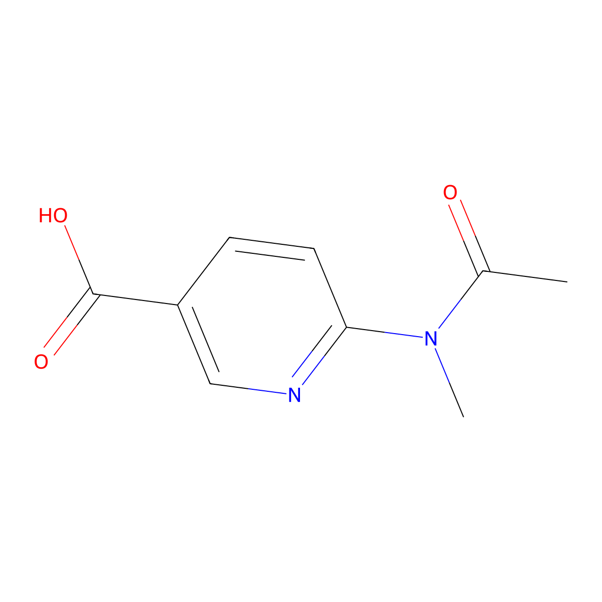 6-(N-methylacetamido)pyridine-3-carboxylic acid molecular structure, CAS 262296-03-7