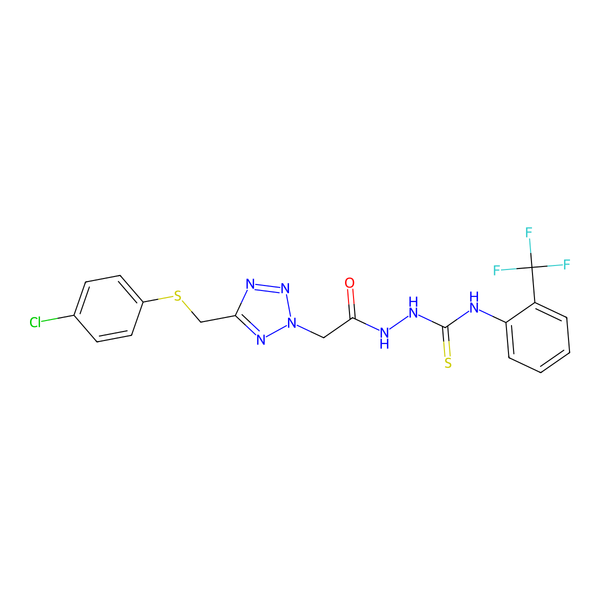 1-[[2-[5-[(4-Chlorophenyl)sulfanylmethyl]tetrazol-2-yl]acetyl]amino]-3-[2-(trifluoromethyl)phenyl]thiourea molecular structure, CAS 262296-64-0