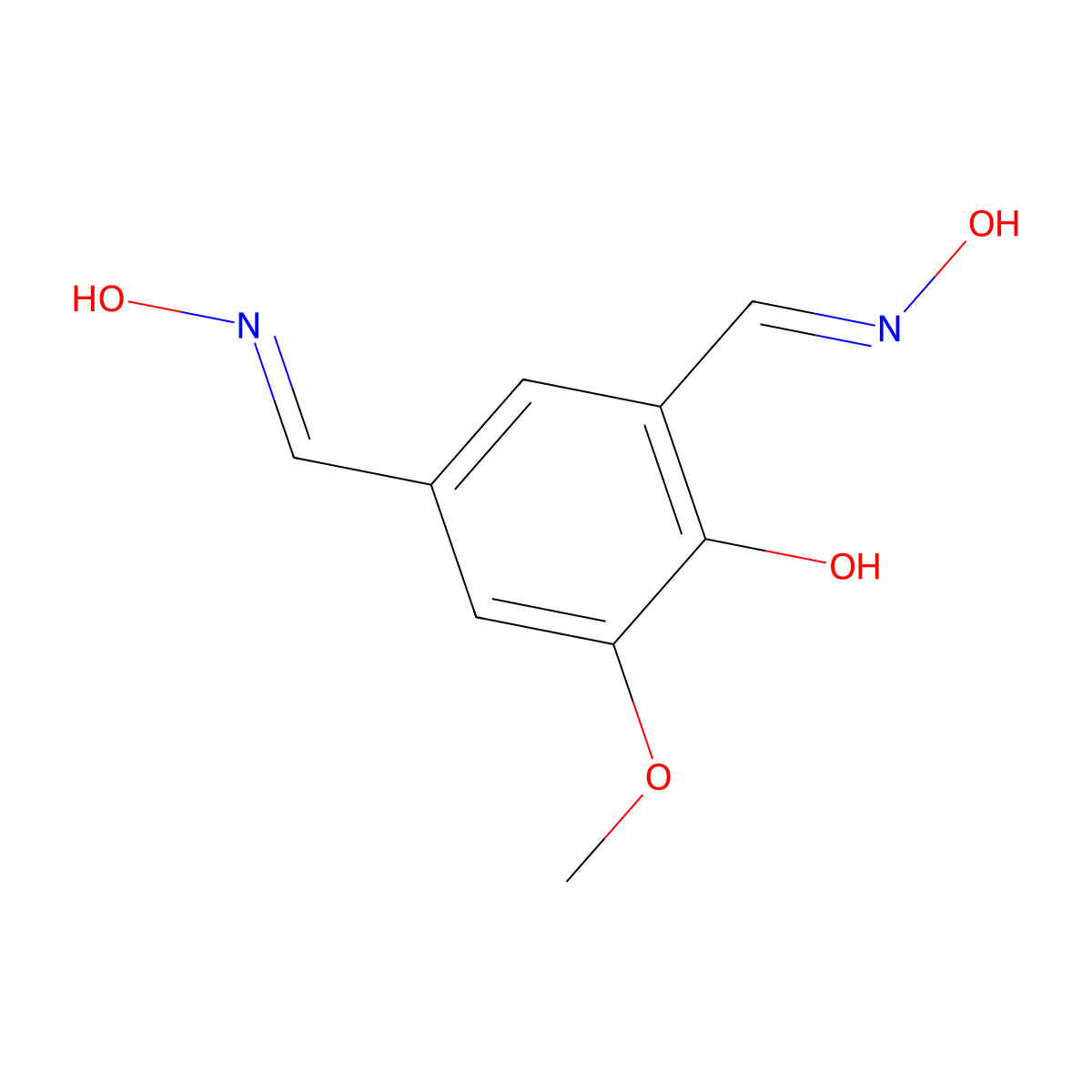 4-Hydroxy-5-methoxy-1,3-benzenedicarboxaldehyde 1,3-dioxime molecular structure, CAS 26230-27-3