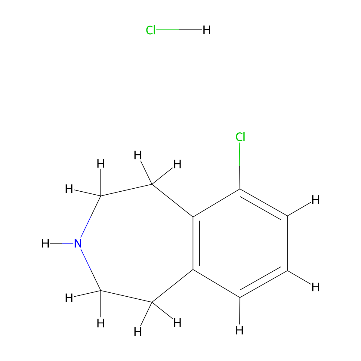 1H-3-Benzazepine, 6-chloro-2,3,4,5-tetrahydro-, hydrochloride molecular structure, CAS 26232-34-8