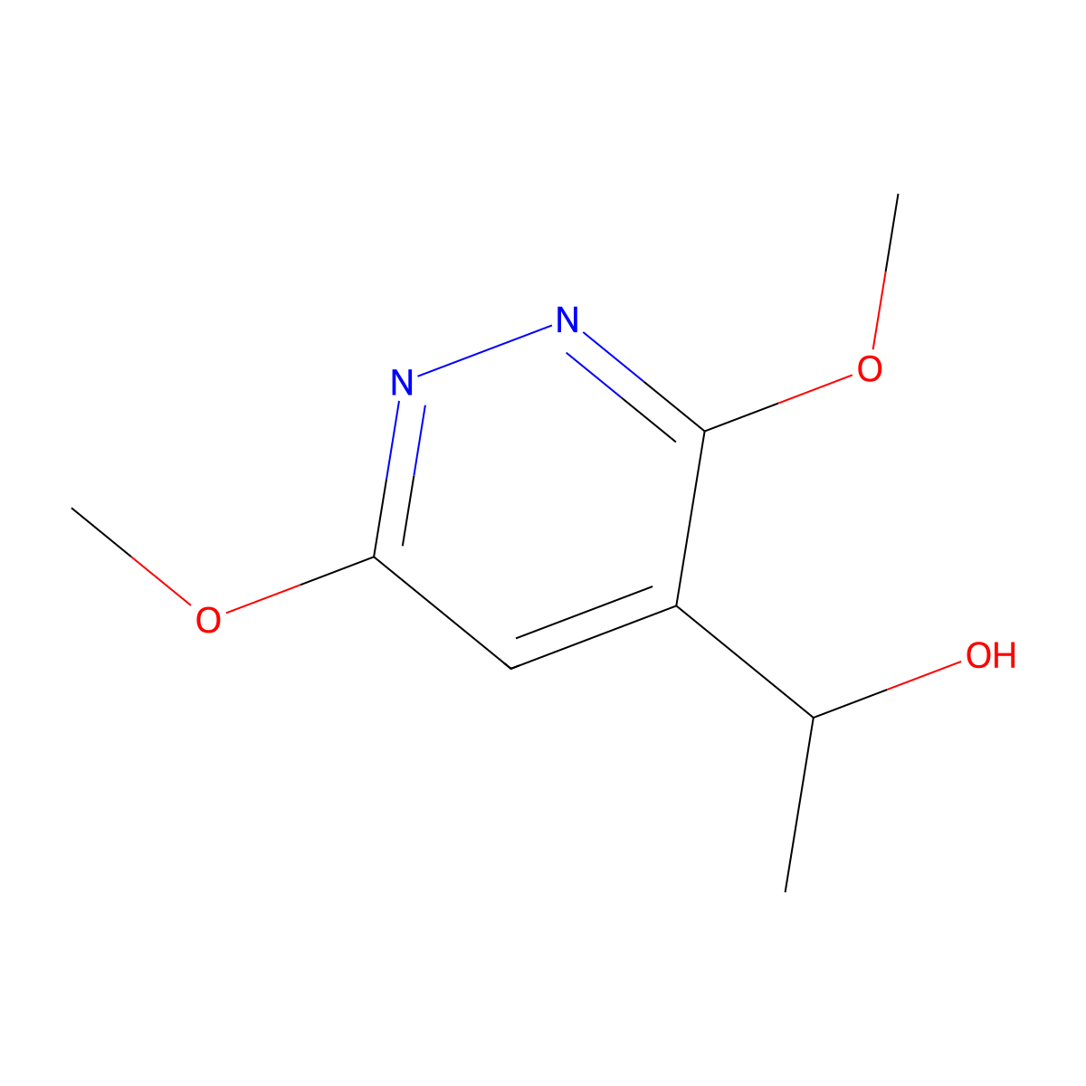 3,6-Dimethoxy-alpha-methyl-4-pyridazinemethanol molecular structure, CAS 262353-15-1