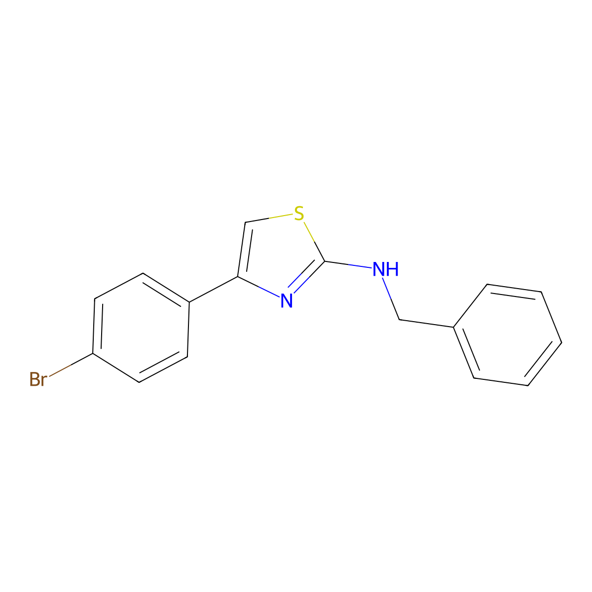 Benzyl-[4-(4-bromo-phenyl)-thiazol-2-yl]-amine molecular structure, CAS 262372-91-8