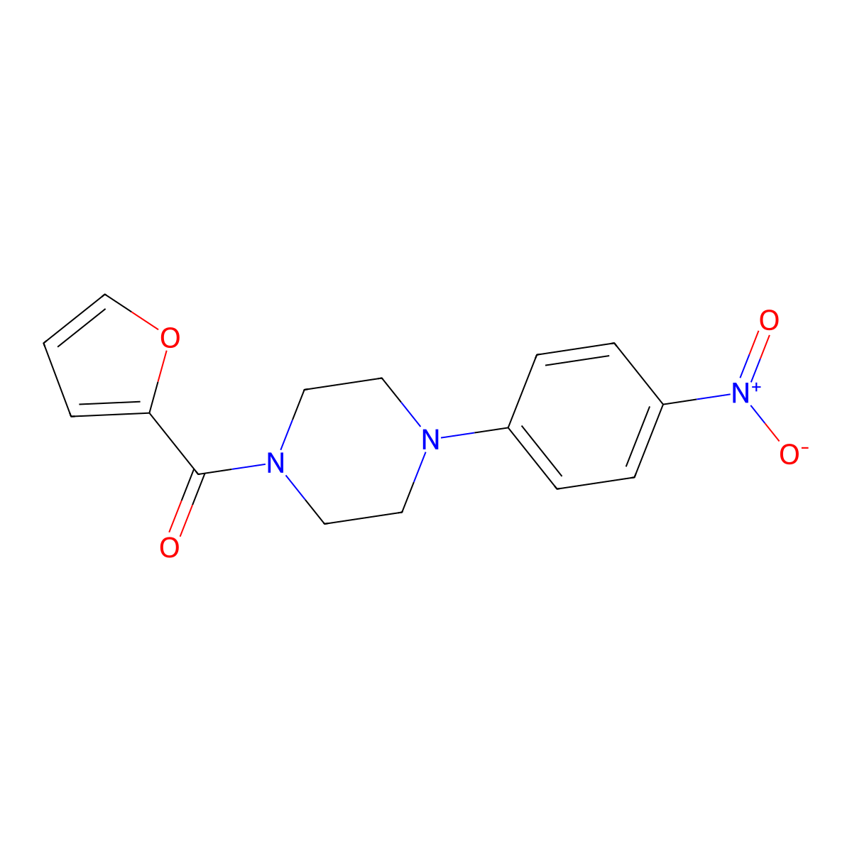 Furan-2-yl-[4-(4-nitrophenyl)piperazin-1-yl]methanone molecular structure, CAS 262375-97-3