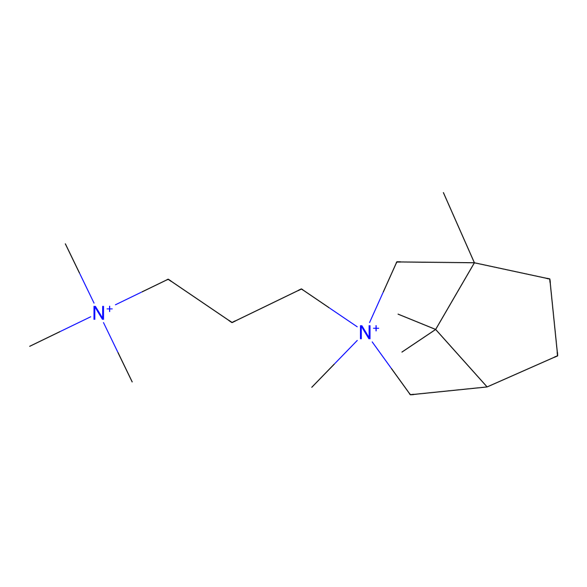 1,3,8,8-Tetramethyl-3-(3-(trimethylammonio)propyl)-3-azoniabicyclo(3.2.1)octane molecular structure, CAS 2624-50-2