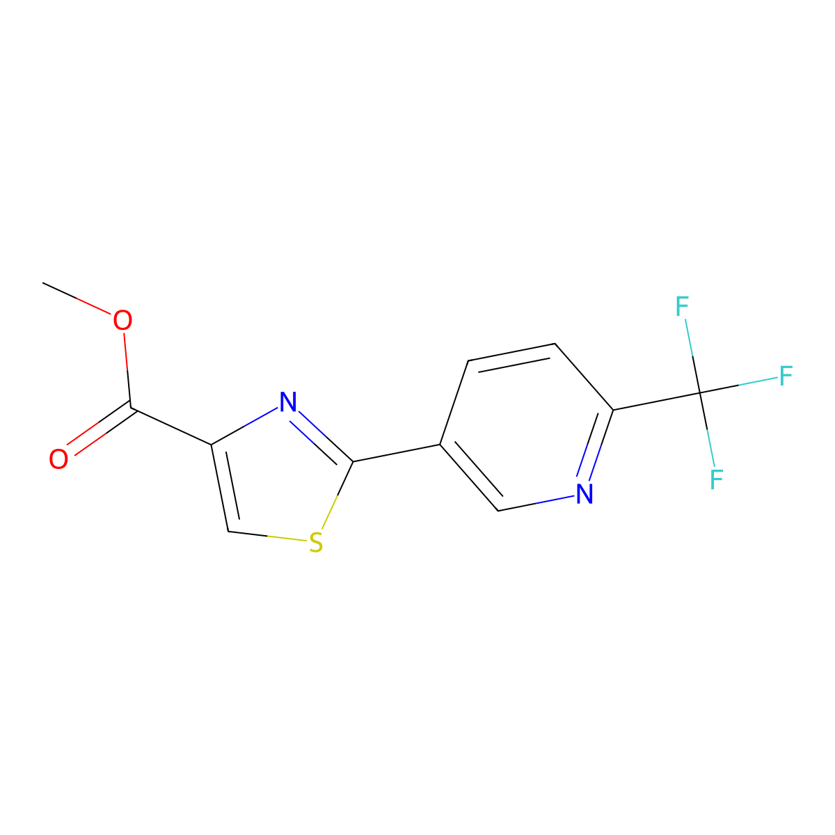 Methyl 2-(6-(trifluoromethyl)pyridin-3-yl)thiazole-4-carboxylate molecular structure, CAS 2624039-88-7