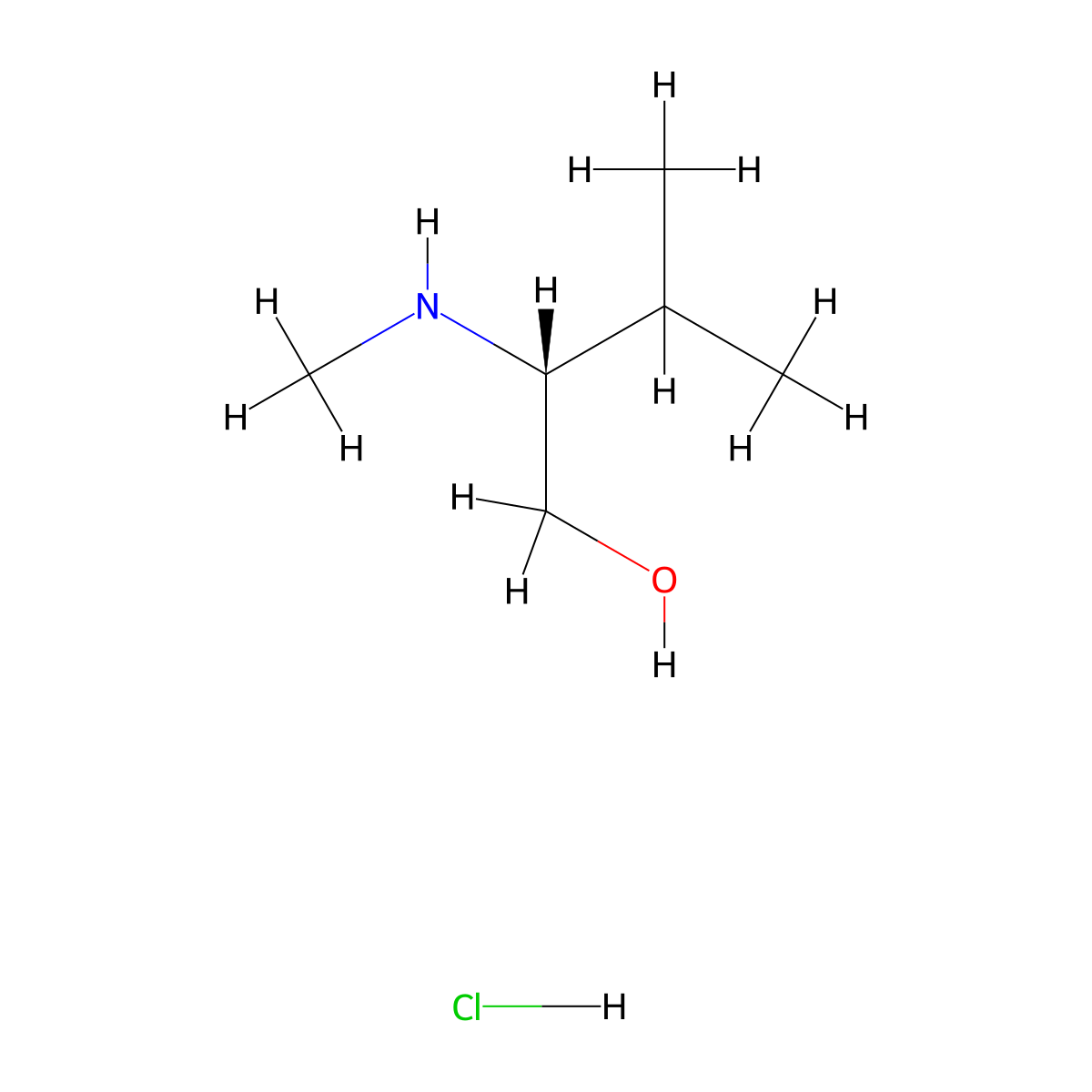 (2R)-3-methyl-2-(methylamino)butan-1-ol hydrochloride molecular structure, CAS 2624108-36-5
