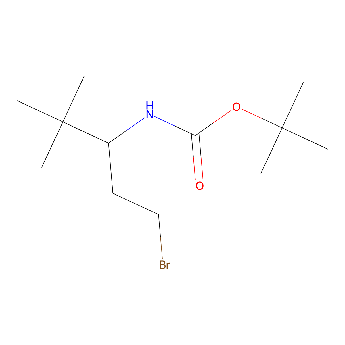 tert-butyl N-[(3S)-1-bromo-4,4-dimethylpentan-3-yl]carbamate molecular structure, CAS 2624108-38-7