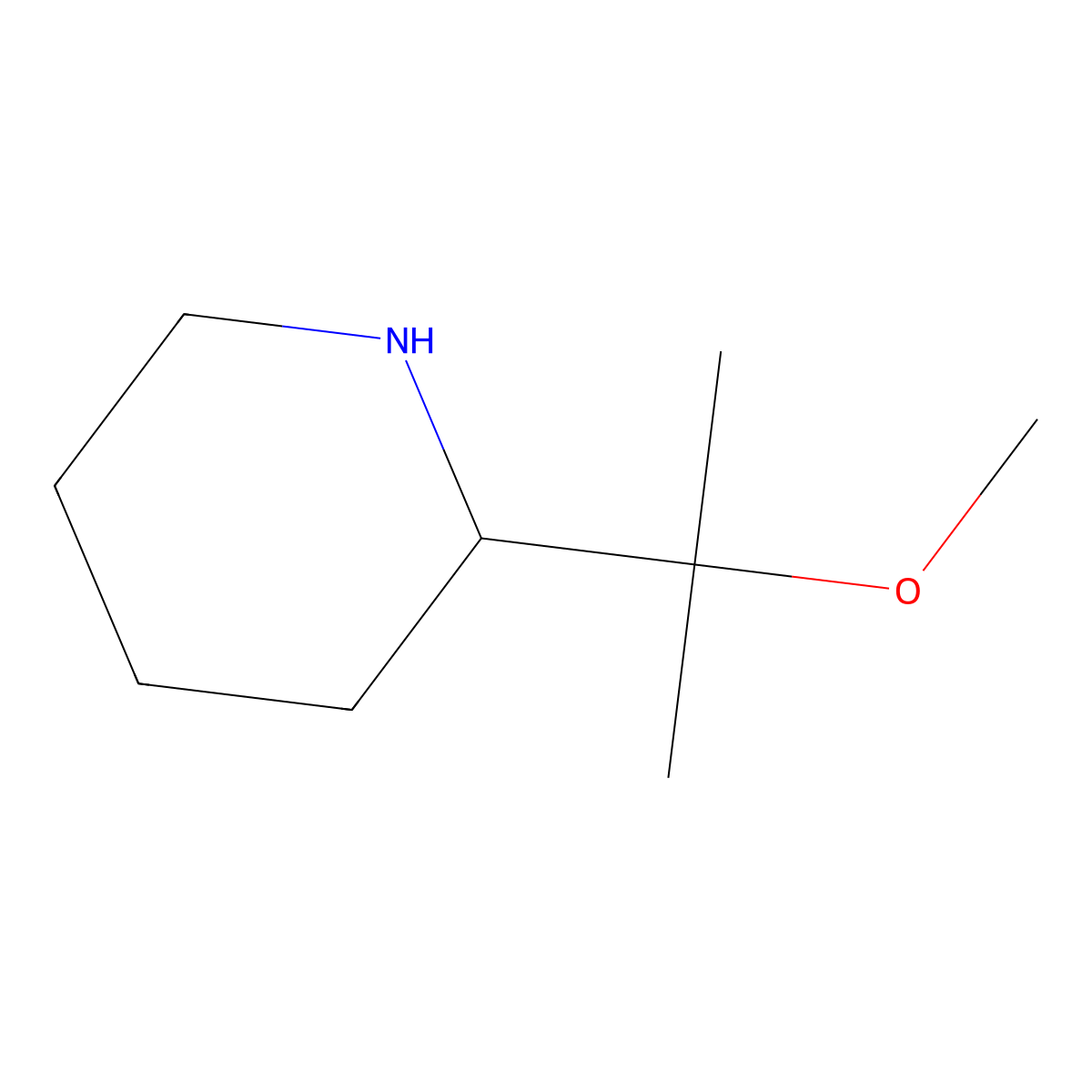 (2S)-2-(2-methoxypropan-2-yl)piperidine molecular structure, CAS 2624108-45-6