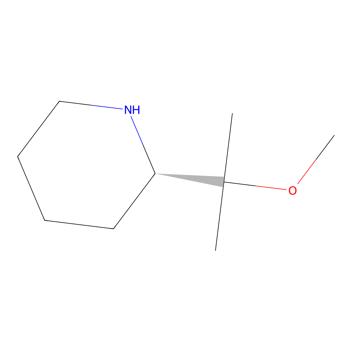 (2S)-2-(2-methoxypropan-2-yl)piperidine molecular structure, CAS 2624108-45-6