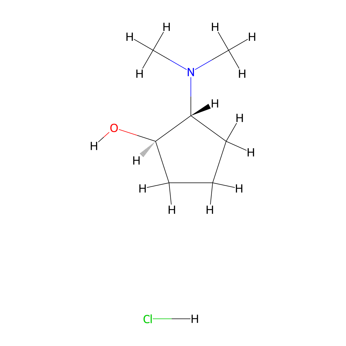 trans-(-)-2-(Dimethylamino)cyclopentanol;hydrochloride molecular structure, CAS 2624108-50-3