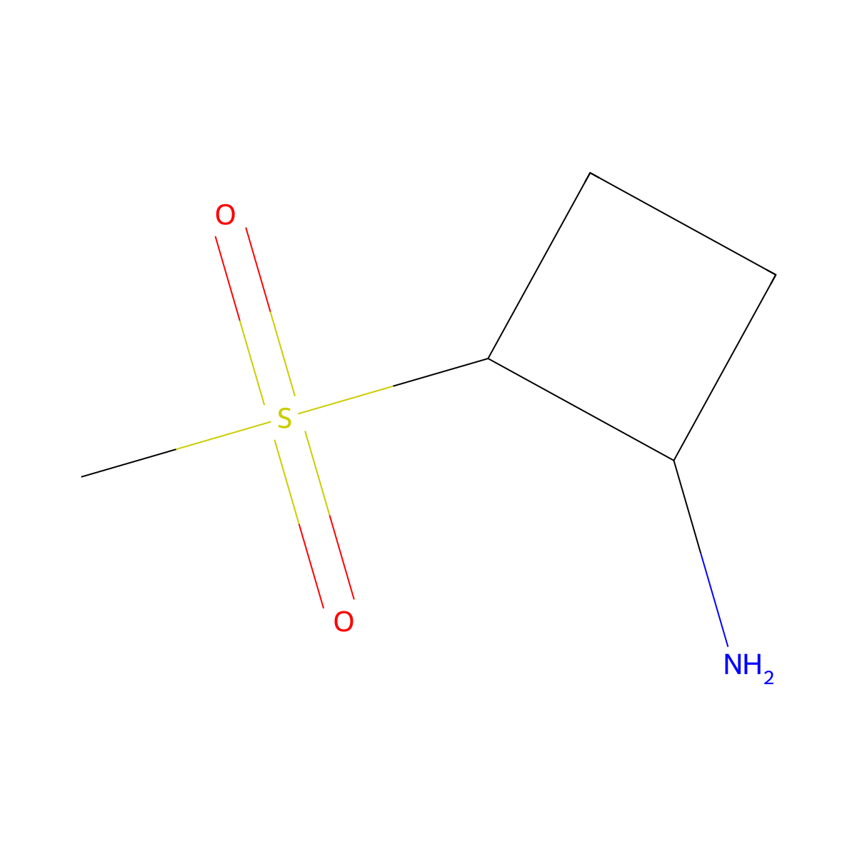 rac-(1R,2R)-2-methanesulfonylcyclobutan-1-amine molecular structure, CAS 2624108-61-6