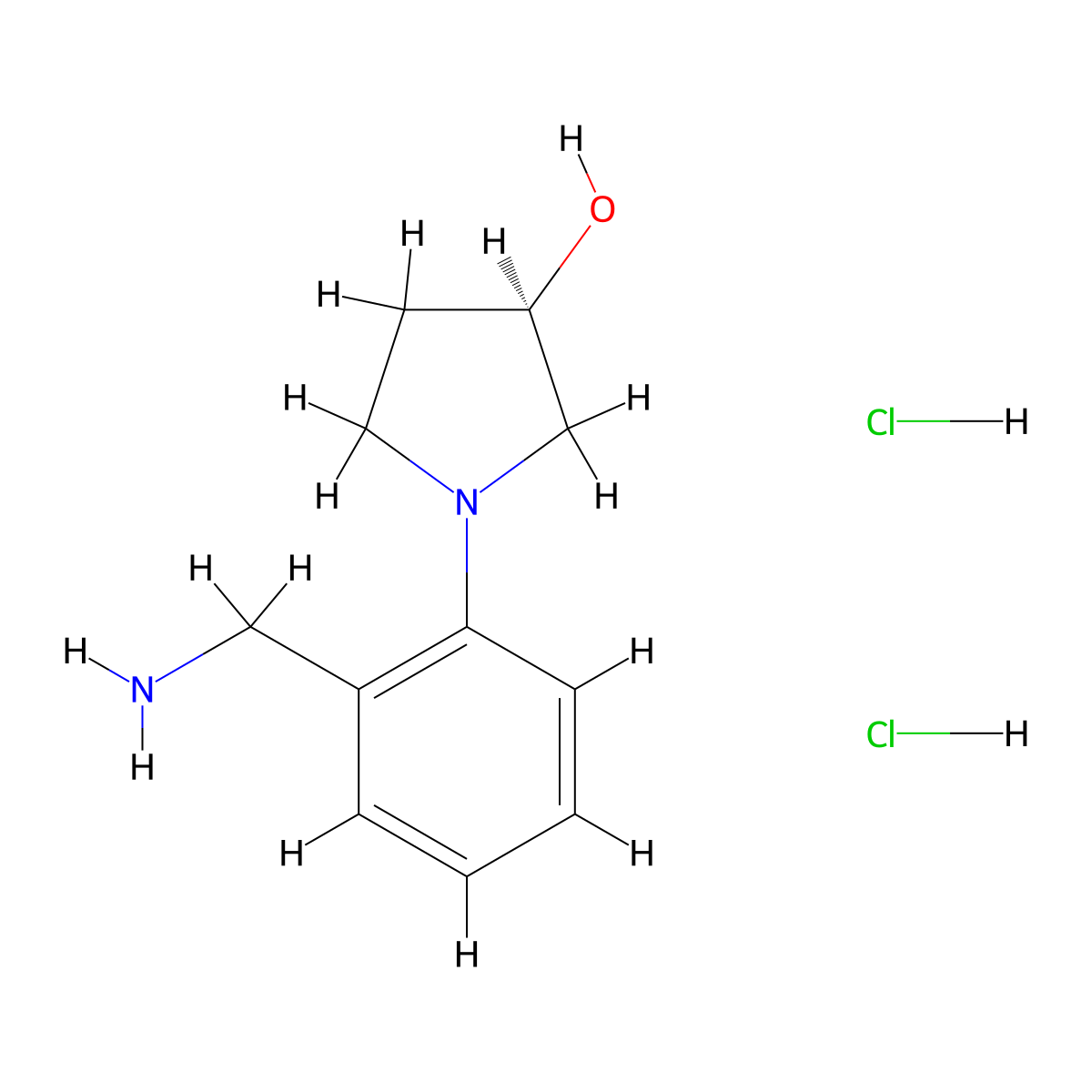 (3R)-1-[2-(aminomethyl)phenyl]pyrrolidin-3-ol dihydrochloride molecular structure, CAS 2624108-78-5