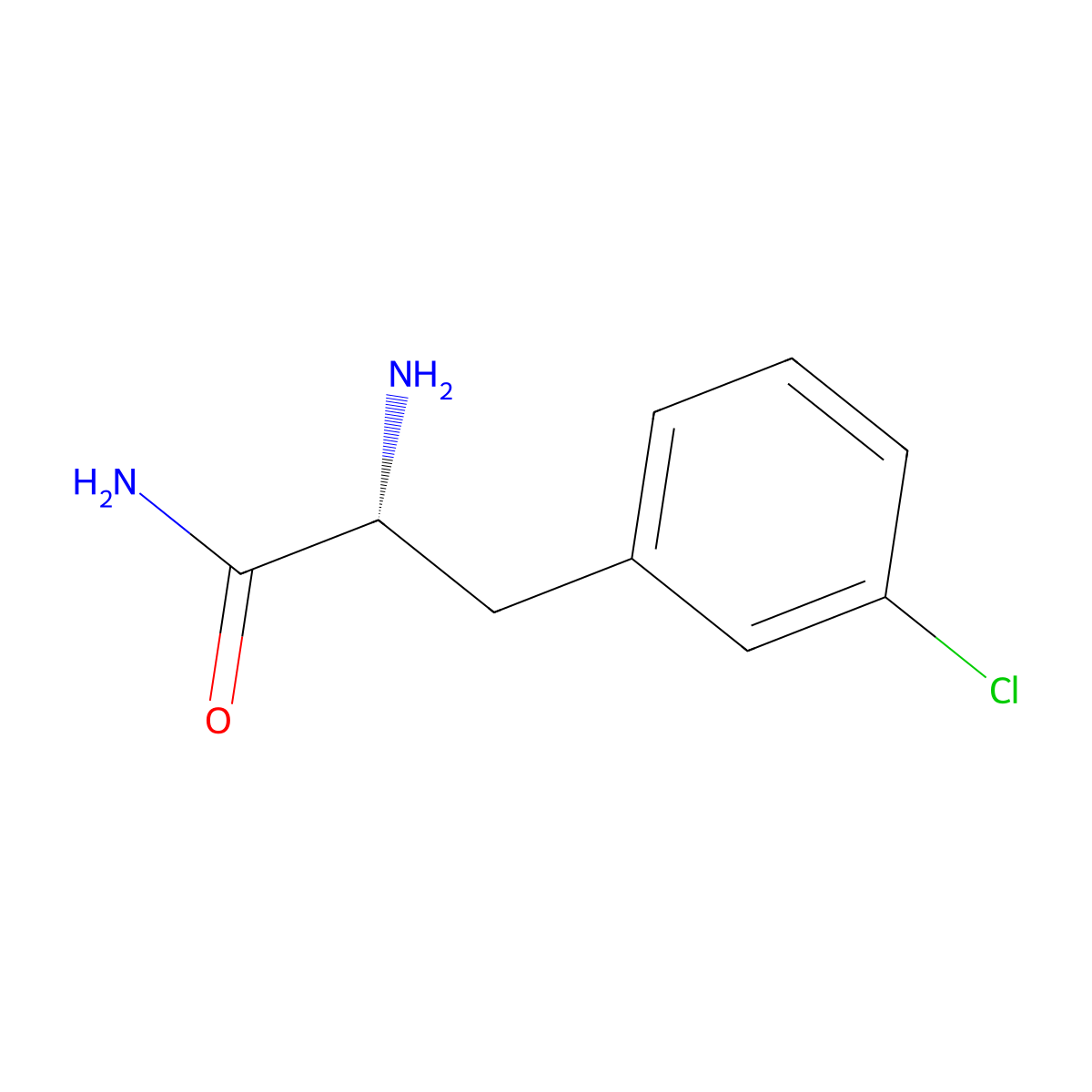 (2R)-2-amino-3-(3-chlorophenyl)propanamide molecular structure, CAS 2624108-81-0