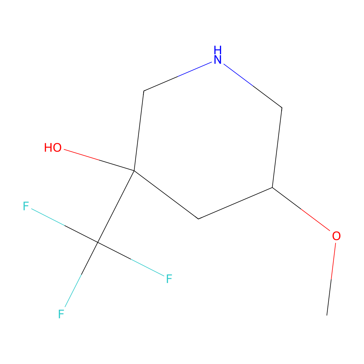 (3R,5S)-5-methoxy-3-(trifluoromethyl)piperidin-3-ol molecular structure, CAS 2624108-84-3