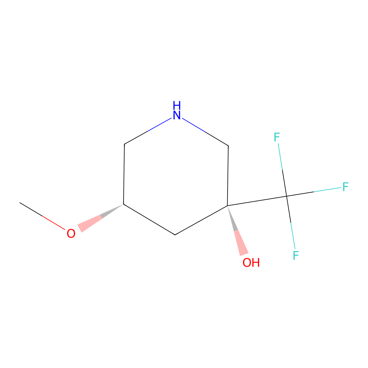 (3R,5S)-5-methoxy-3-(trifluoromethyl)piperidin-3-ol molecular structure, CAS 2624108-84-3