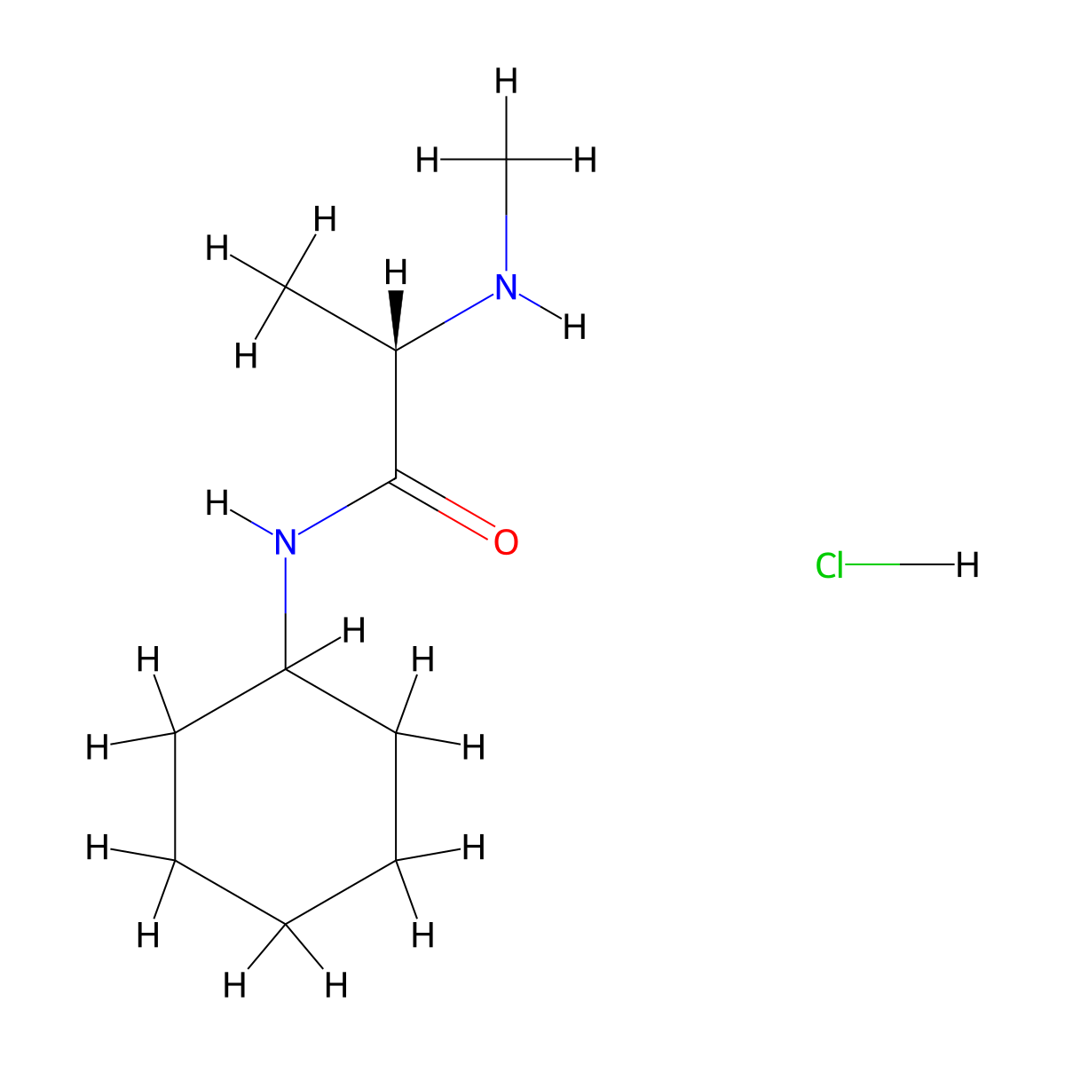(2S)-N-cyclohexyl-2-(methylamino)propanamide hydrochloride molecular structure, CAS 2624109-08-4