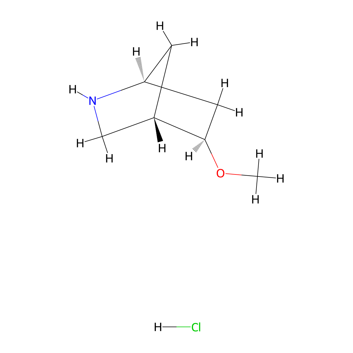rac-(1R,4R,5S)-5-methoxy-2-azabicyclo[2.2.1]heptane hydrochloride, exo molecular structure, CAS 2624109-15-3