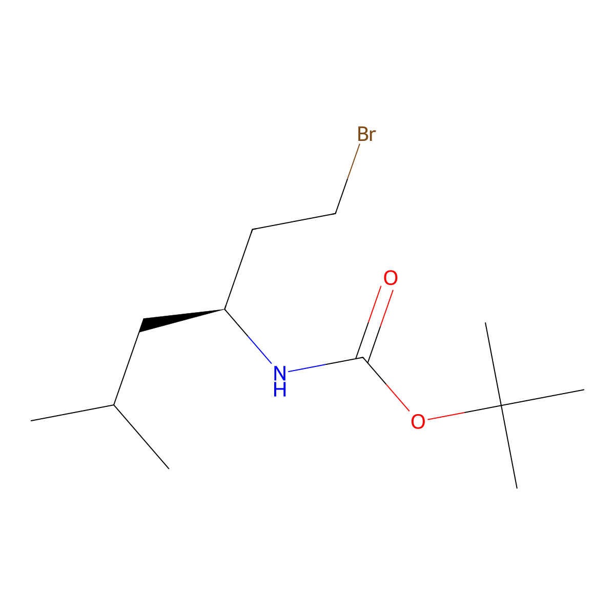 tert-butyl N-[(3S)-1-bromo-5-methylhexan-3-yl]carbamate molecular structure, CAS 2624109-32-4