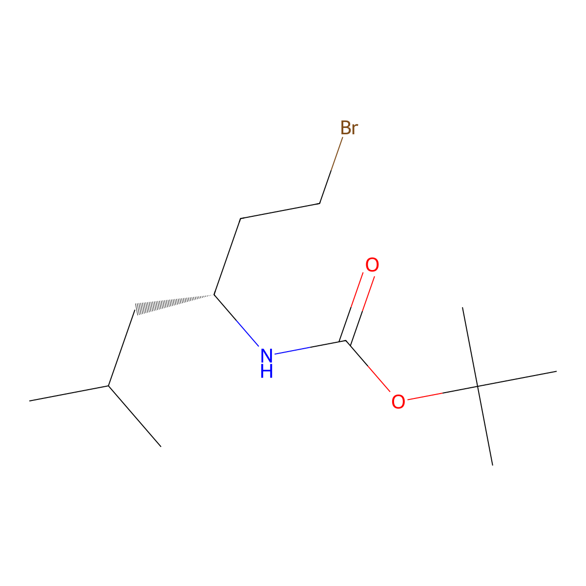 tert-butyl N-[(3R)-1-bromo-5-methylhexan-3-yl]carbamate molecular structure, CAS 2624109-36-8