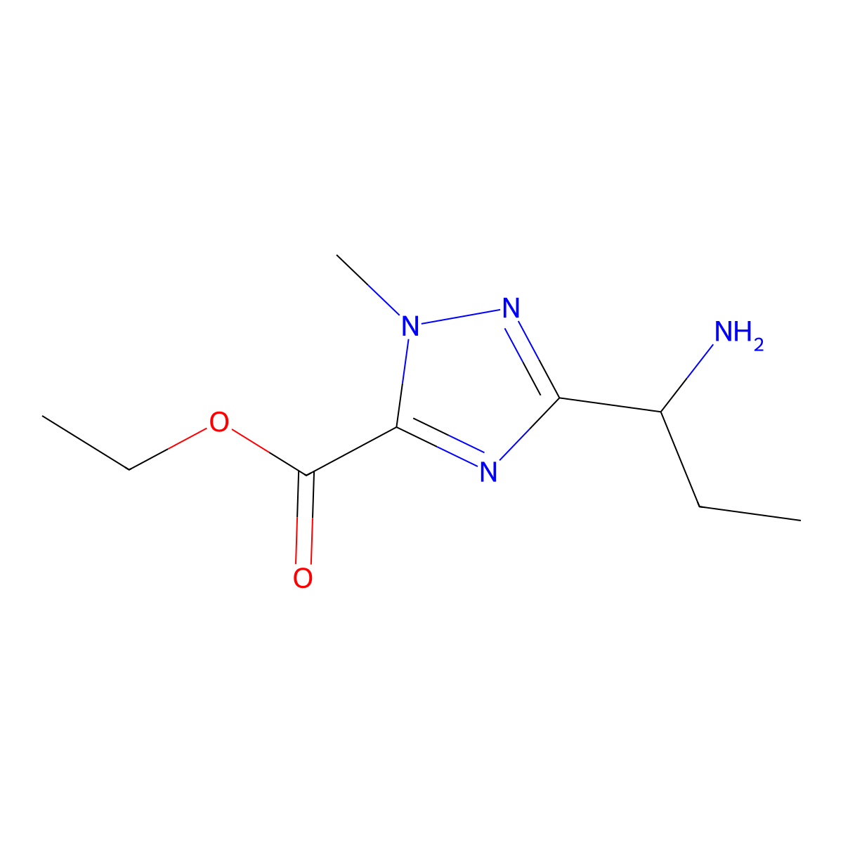 ethyl 3-[(1S)-1-aminopropyl]-1-methyl-1H-1,2,4-triazole-5-carboxylate molecular structure, CAS 2624109-38-0