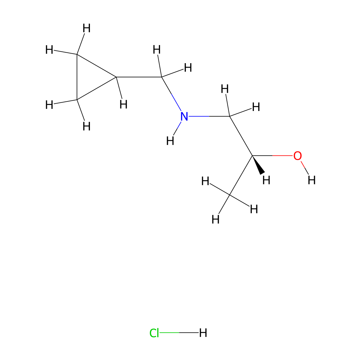 (2r)-1-[(Cyclopropylmethyl)amino]propan-2-ol hydrochloride molecular structure, CAS 2624109-40-4
