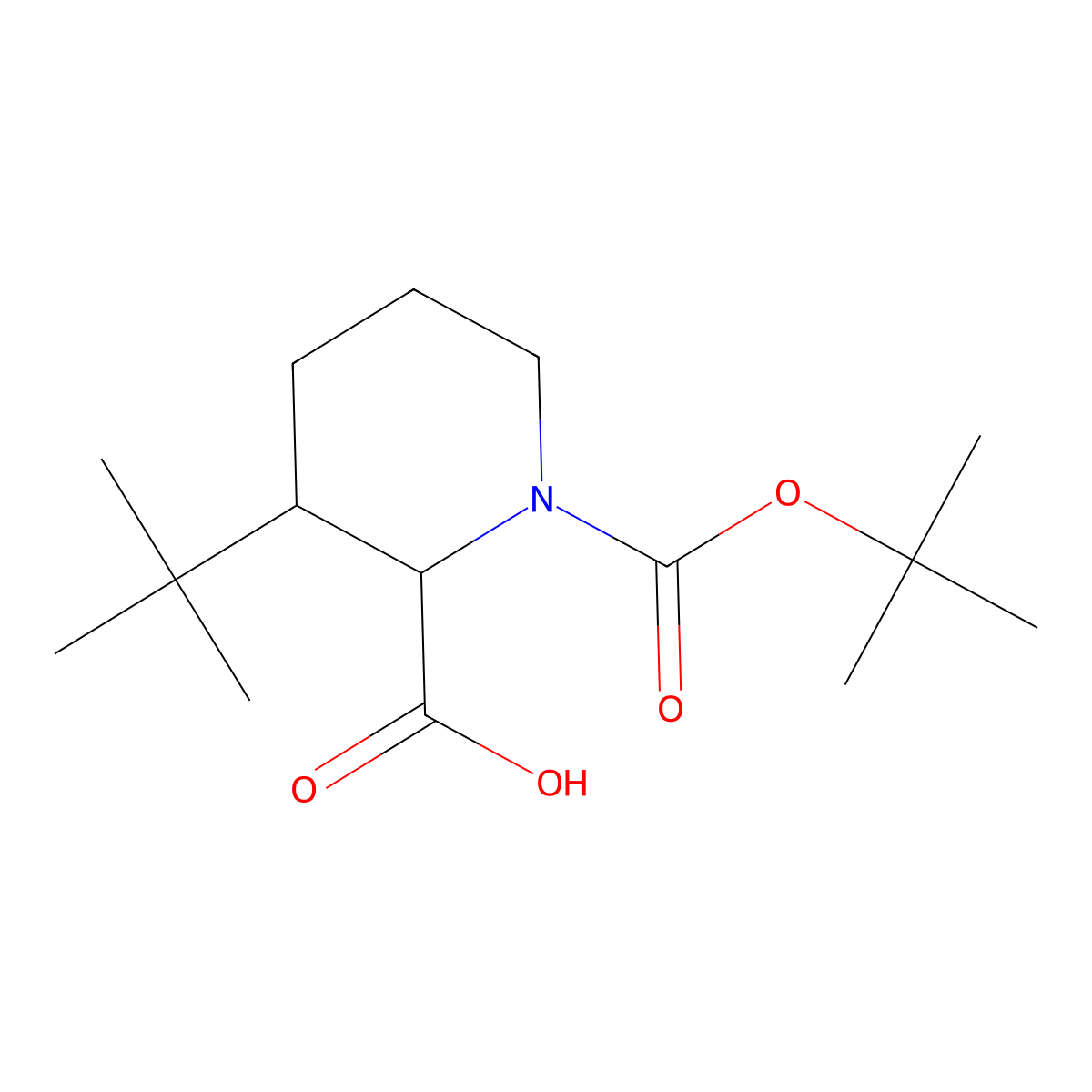 (2R,3R)-1-[(tert-butoxy)carbonyl]-3-tert-butylpiperidine-2-carboxylic acid molecular structure, CAS 2624109-47-1