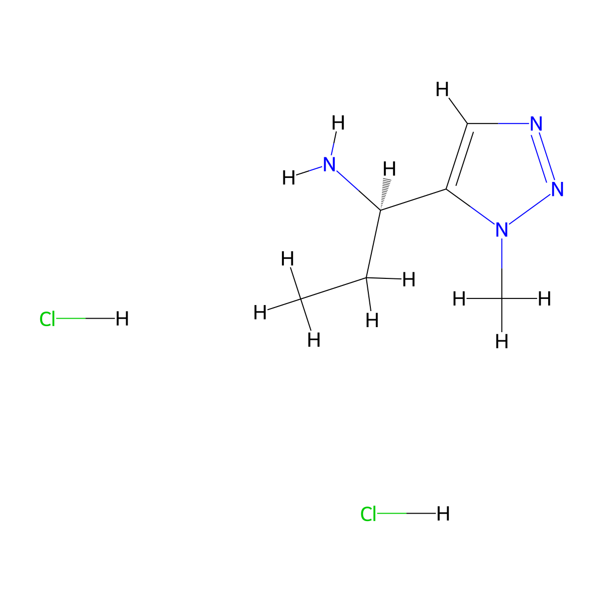 (1R)-1-(1-methyl-1H-1,2,3-triazol-5-yl)propan-1-amine dihydrochloride molecular structure, CAS 2624109-53-9