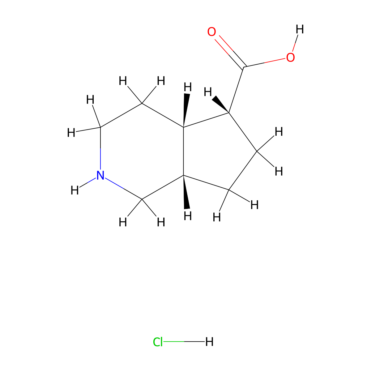 Rac-(4ar,5s,7ar)-octahydro-1h-cyclopenta[c]pyridine-5-carboxylic acid hydrochloride molecular structure, CAS 2624109-59-5