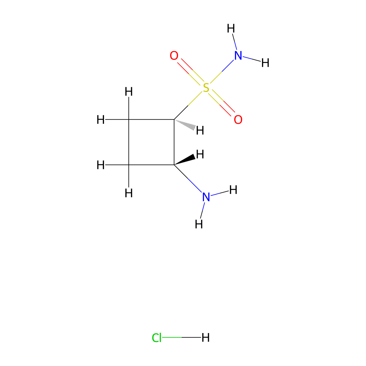 rac-(1R,2R)-2-aminocyclobutane-1-sulfonamide hydrochloride molecular structure, CAS 2624109-62-0