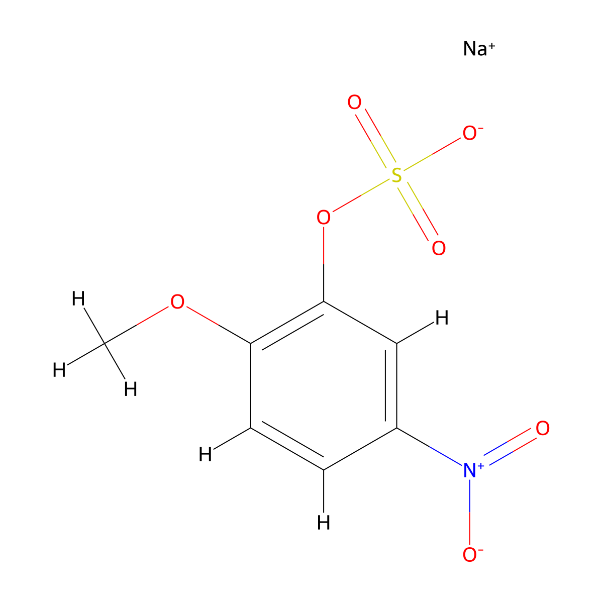 Sodium 2-methoxy-5-nitrophenyl sulfate molecular structure, CAS 2624118-96-1