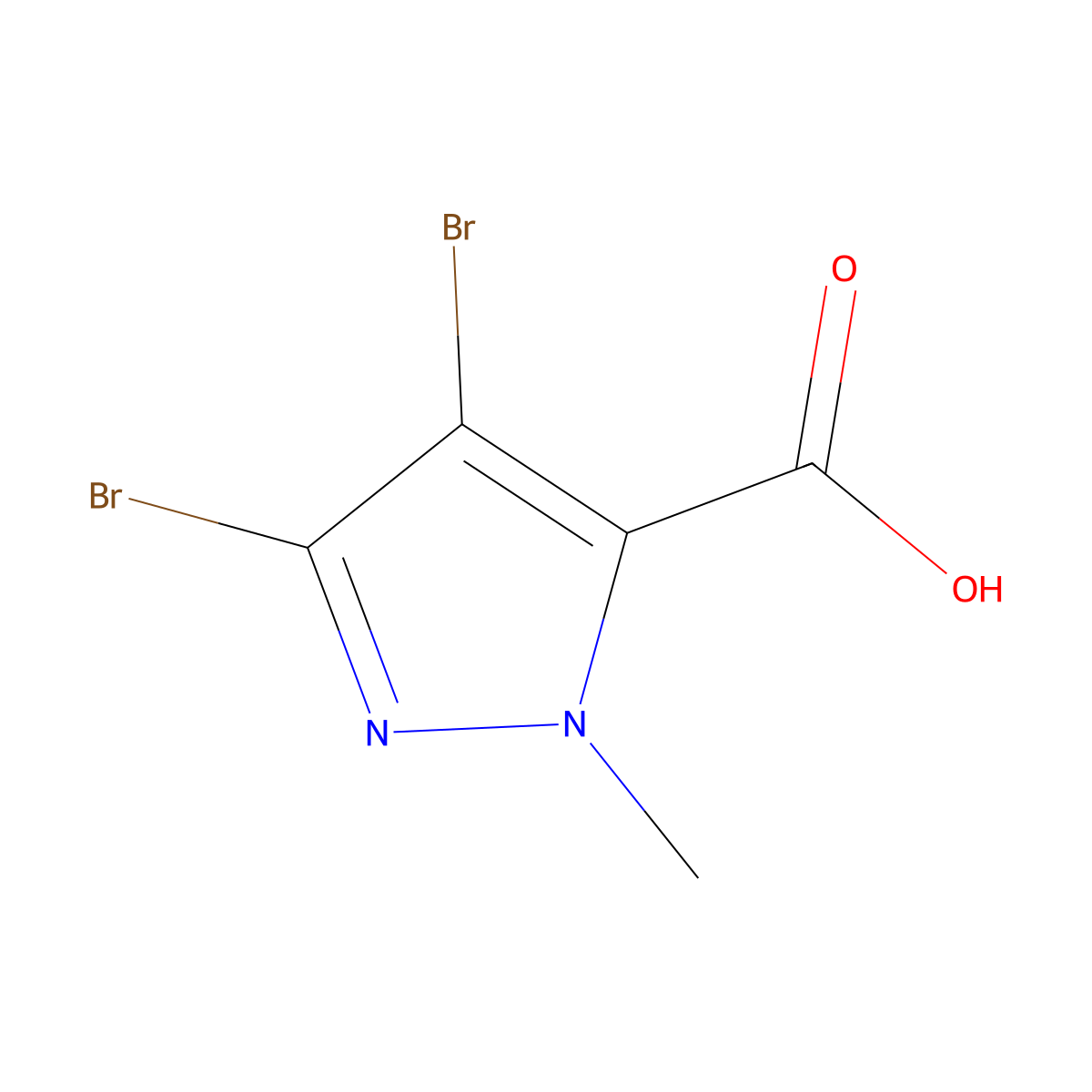 3,4-dibromo-1-methyl-1H-pyrazole-5-carboxylic acid molecular structure, CAS 2624119-31-7