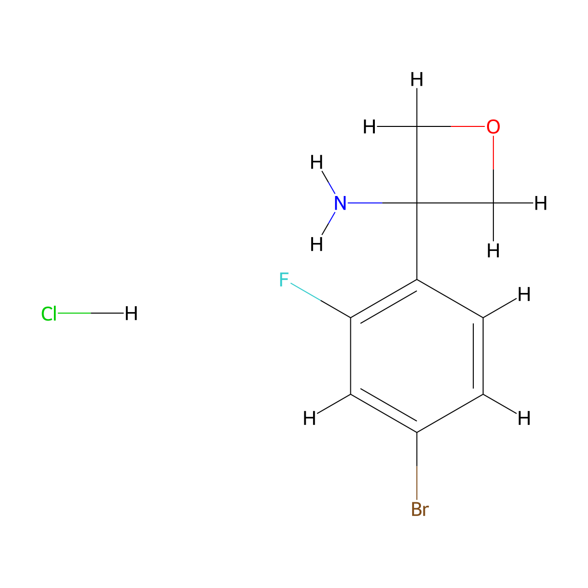 3-(4-Bromo-2-fluorophenyl)oxetan-3-amine hydrochloride molecular structure, CAS 2624121-56-6