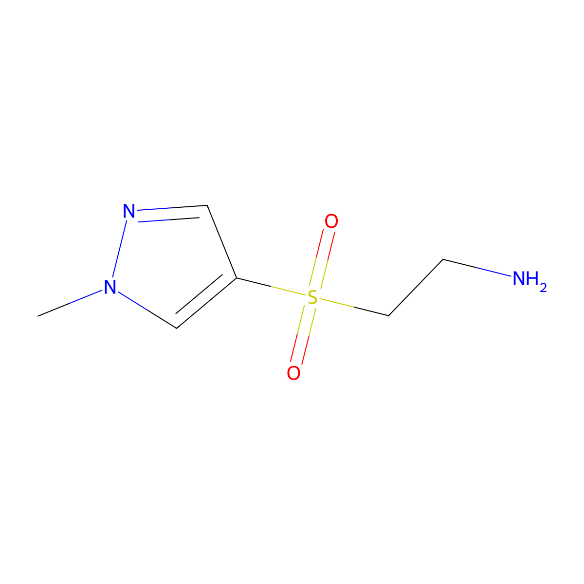 2-[(1-methyl-1H-pyrazol-4-yl)sulfonyl]ethan-1-amine molecular structure, CAS 2624121-58-8