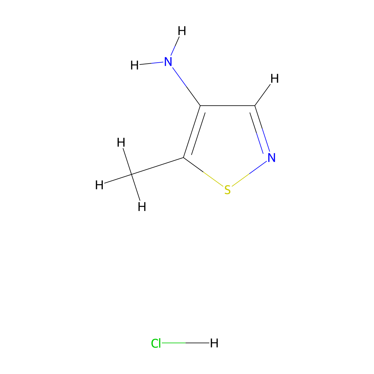 5-Methyl-1,2-thiazol-4-amine hydrochloride molecular structure, CAS 2624121-64-6