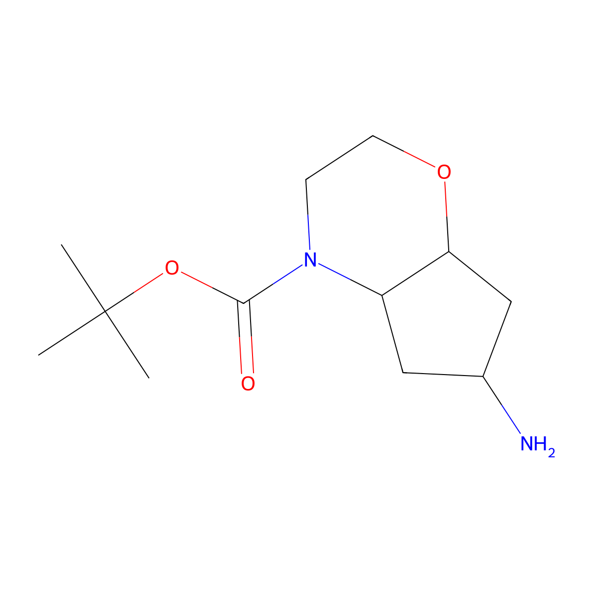 Tert-butyl 6-amino-octahydrocyclopenta[b][1,4]oxazine-4-carboxylate molecular structure, CAS 2624122-02-5