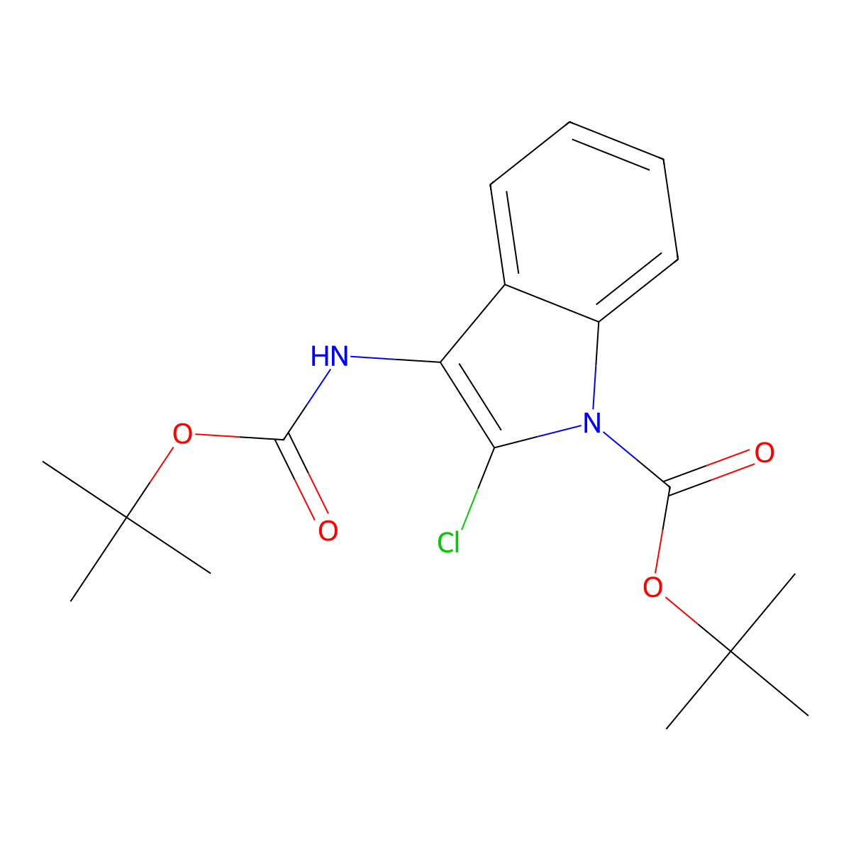 tert-butyl 3-{[(tert-butoxy)carbonyl]amino}-2-chloro-1H-indole-1-carboxylate molecular structure, CAS 2624122-31-0