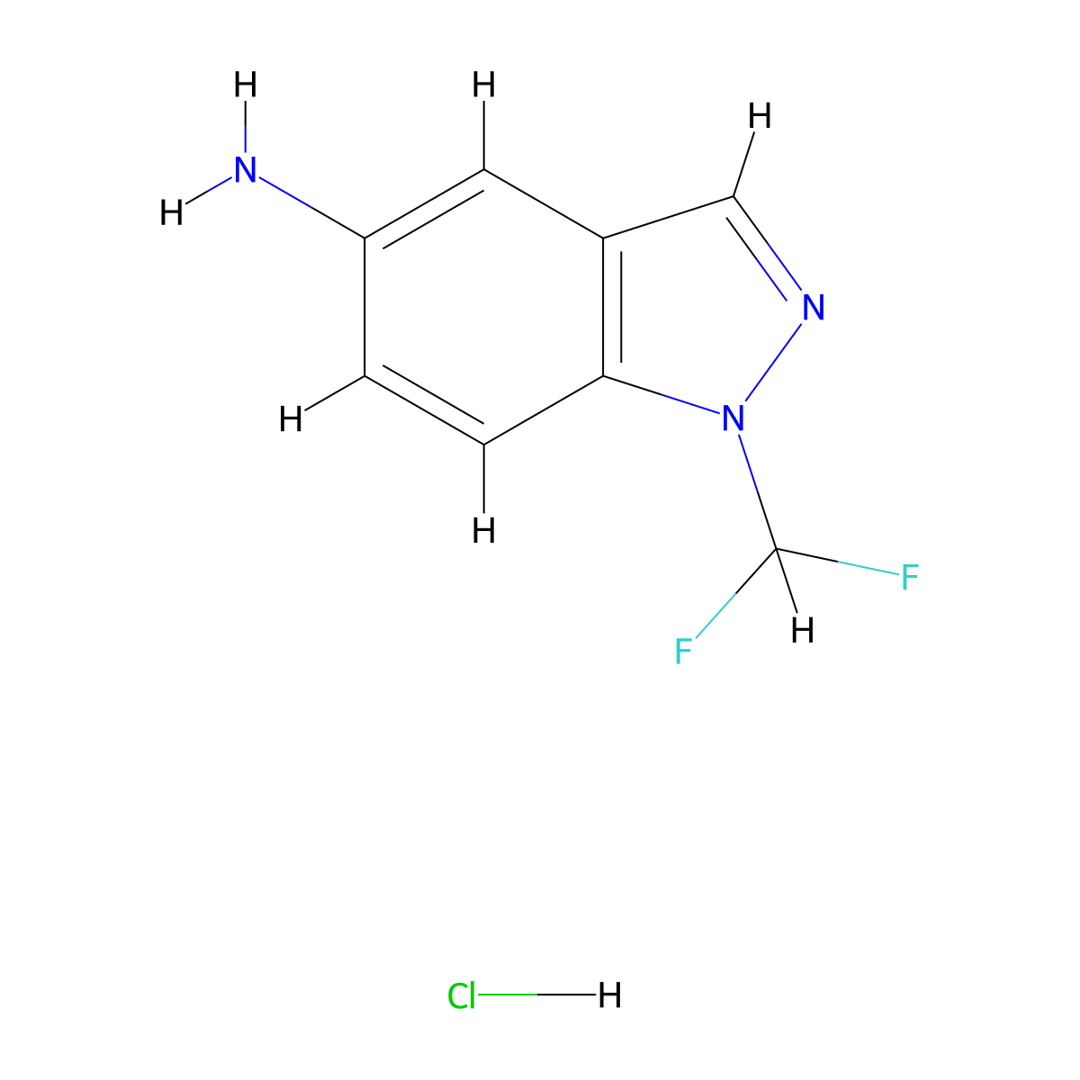 1-(difluoromethyl)-1H-indazol-5-amine hydrochloride molecular structure, CAS 2624122-62-7